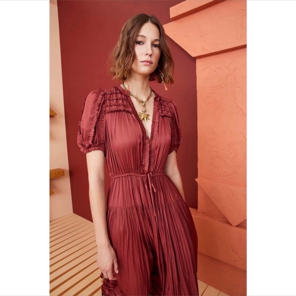 ULLA JOHNSON Rose Dress in desert rose Sz 10 - Picture 4 of 6